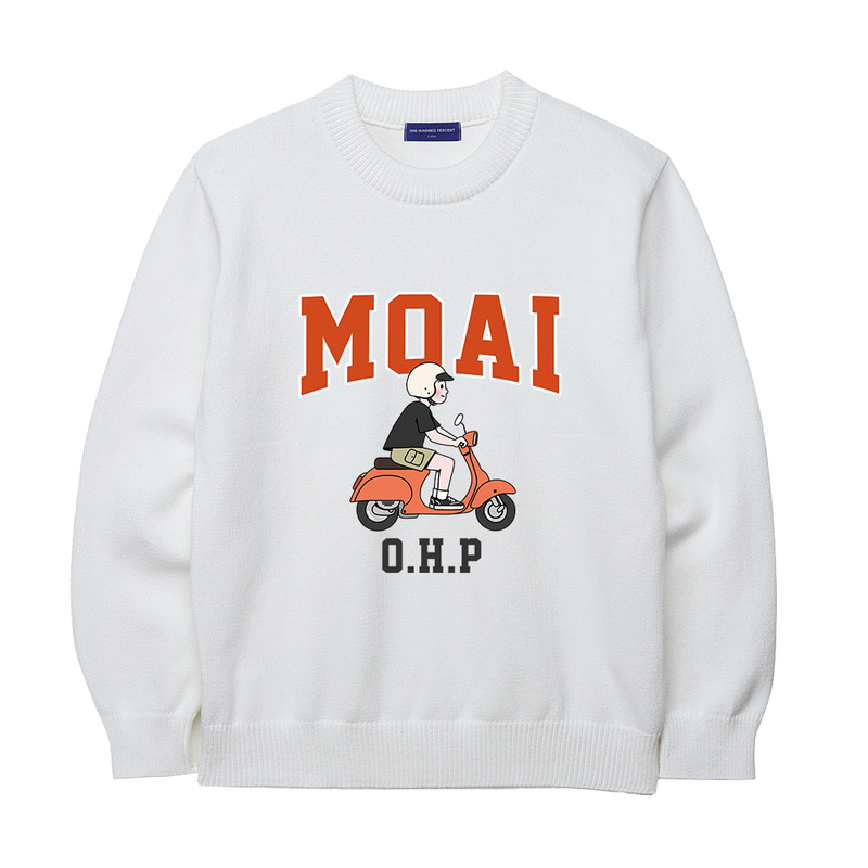 OHP X MOAI 스쿠터보이 no.3 크루넥 니트 스웨터 - 원헌드레드퍼센트